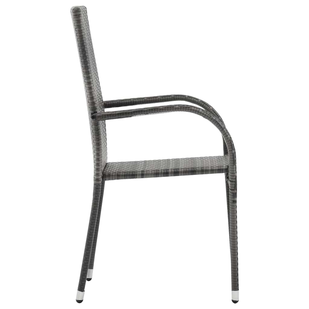 2 Pcs Grey Poly Rattan Stackable Patio Chairs Z9391