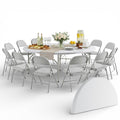 6 Ft Round Bi-Fold Folding Table with 10 Chairs B81049