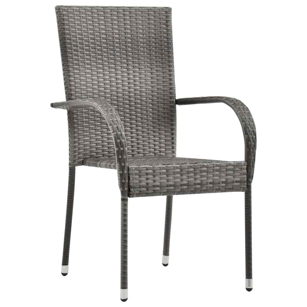2 Pcs Grey Poly Rattan Stackable Patio Chairs Z9391