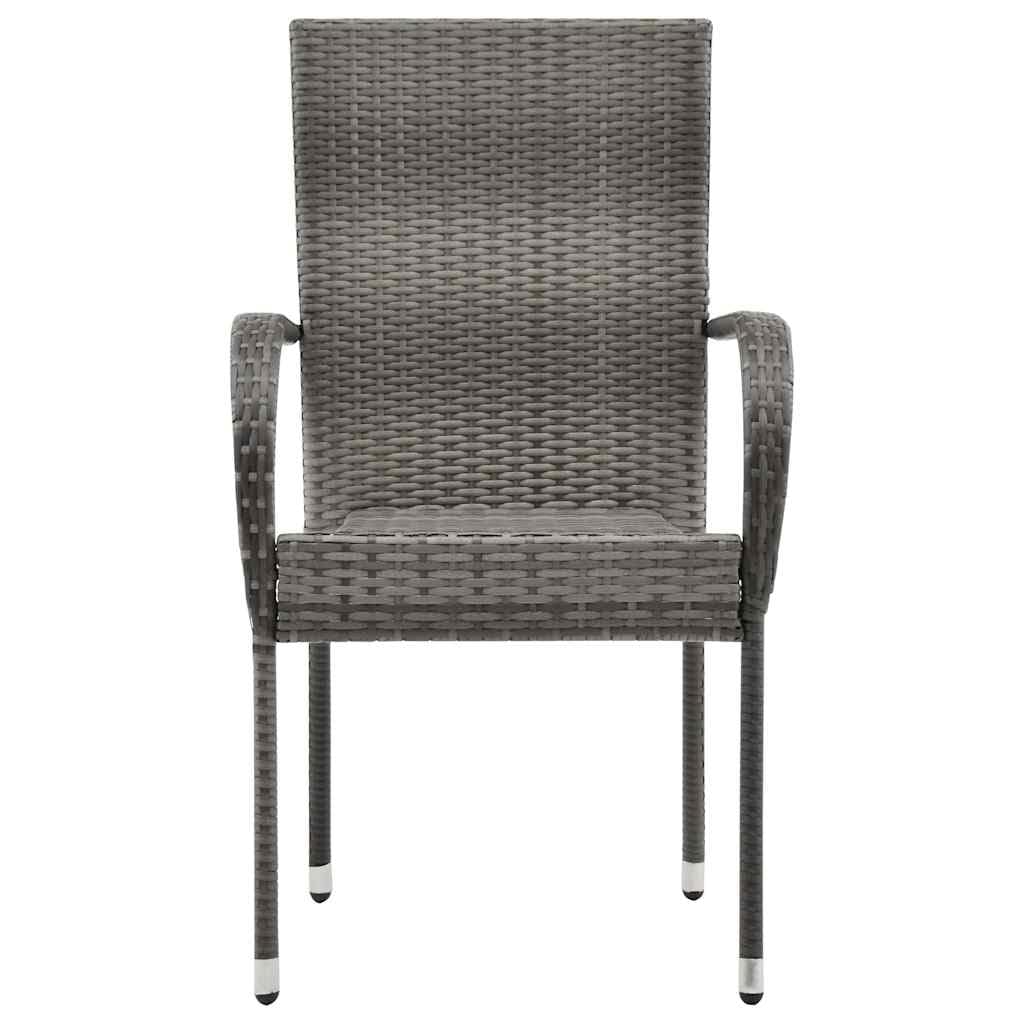 2 Pcs Grey Poly Rattan Stackable Patio Chairs Z9391