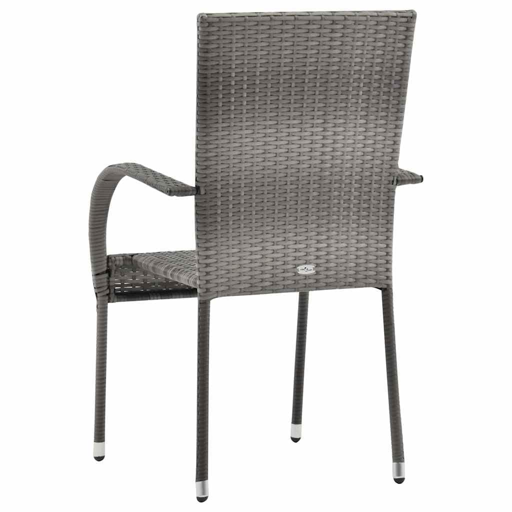 2 Pcs Grey Poly Rattan Stackable Patio Chairs Z9391