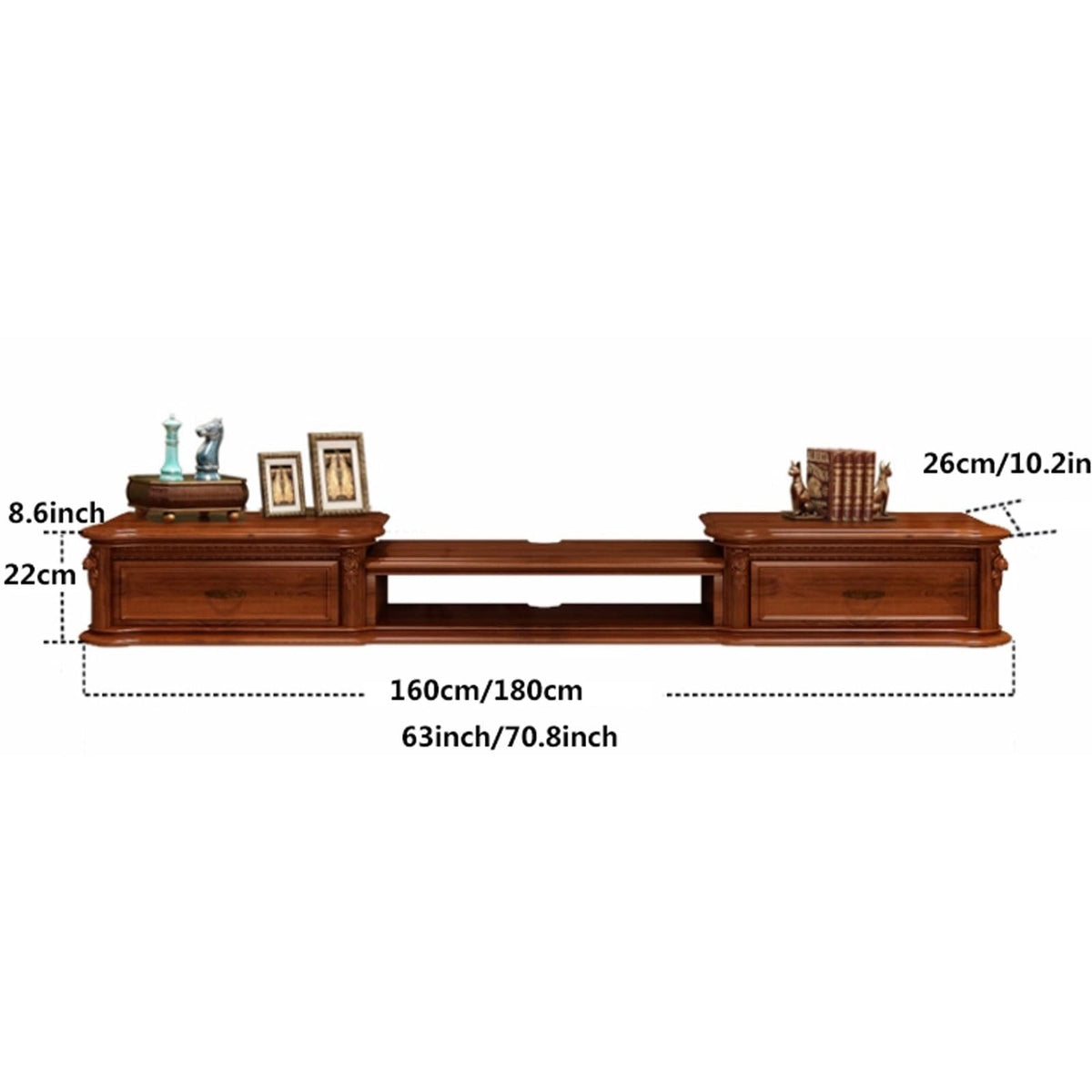 Wall Mounted TV Stand with Drawers and Open Storage Shelf R3739