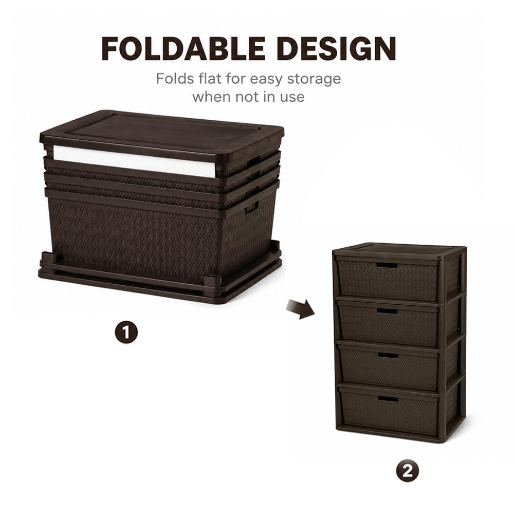 Brown 4 Drawer Plastic Dresser E171325