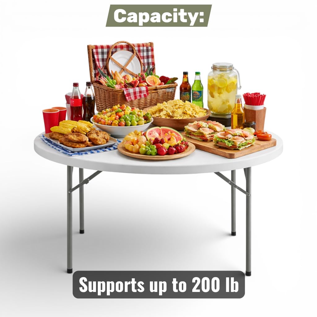 6 Ft Round Bi-Fold Folding Table with 10 Chairs B81049
