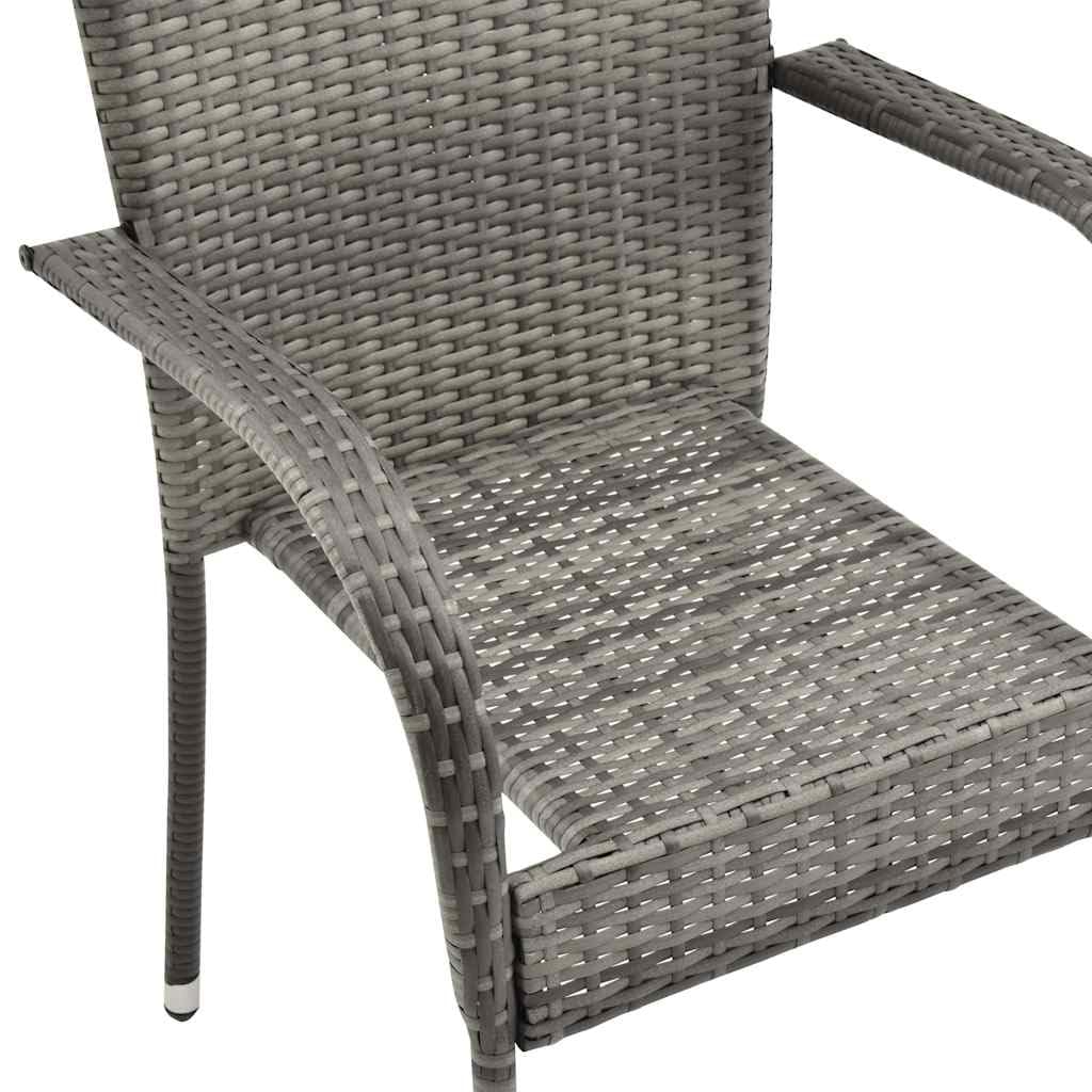 2 Pcs Grey Poly Rattan Stackable Patio Chairs Z9391