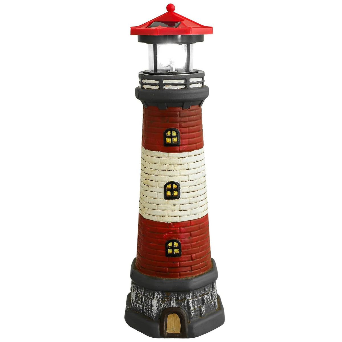 Solar Rotating Lighthouse Outdoor Lantern Resin Street Light W4174