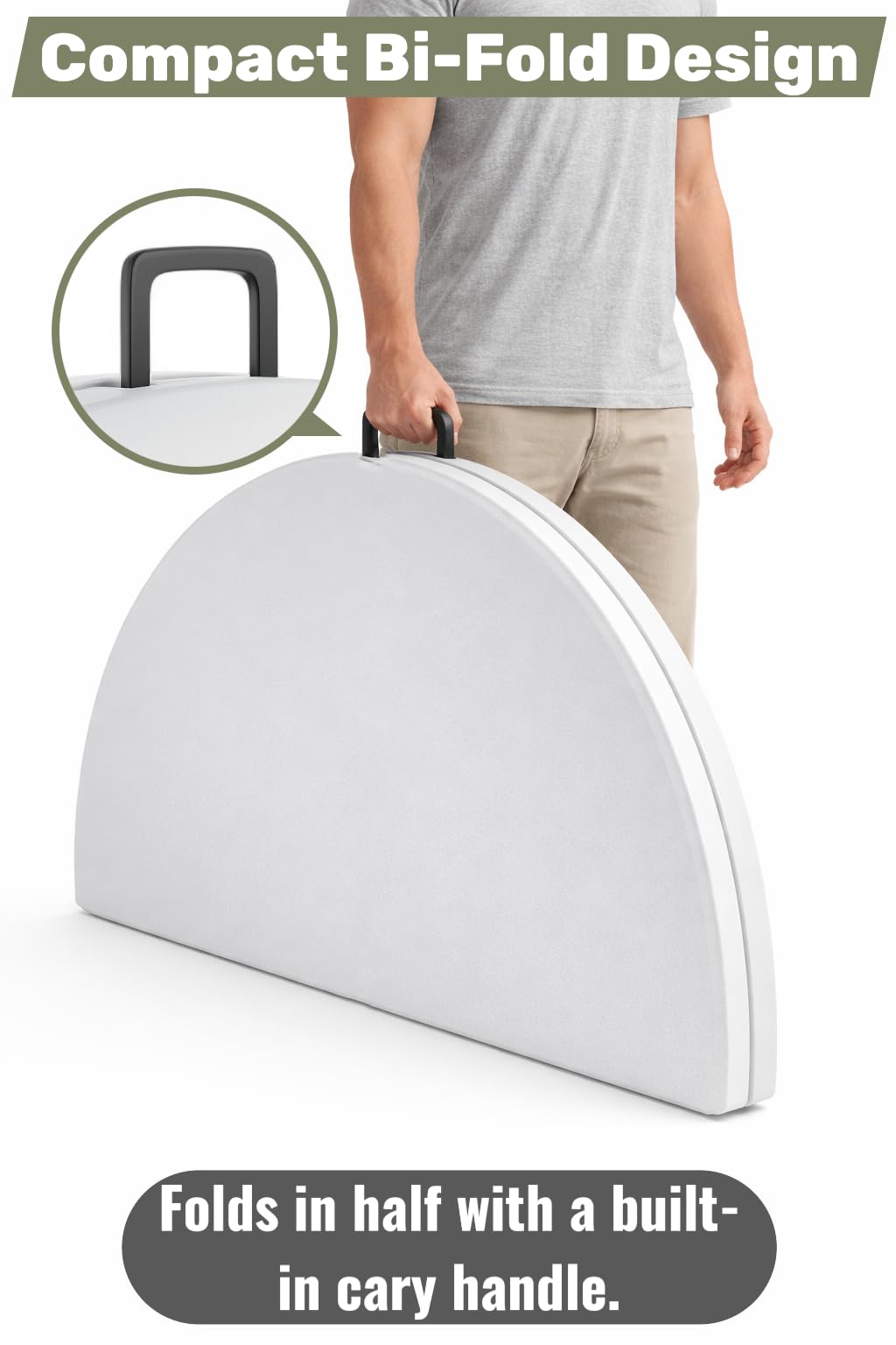 6 Ft Round Bi-Fold Folding Table with 10 Chairs B81049