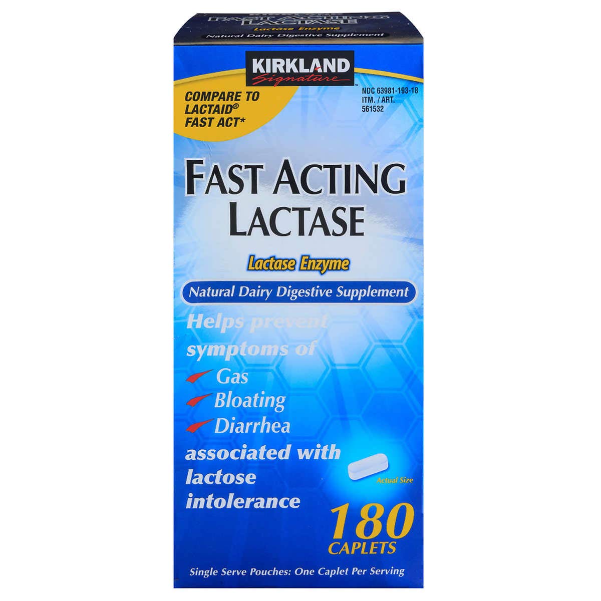 Lactase Dairy Digestive Supplement 180-Count Caplets O244