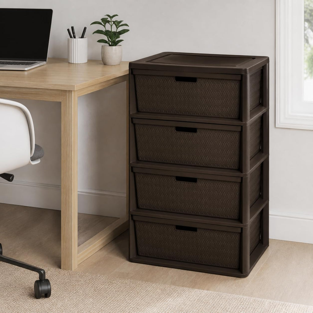 Brown 4 Drawer Plastic Dresser E171325
