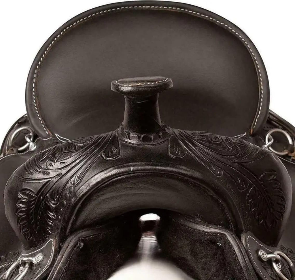 Black Floral Tooled Leather Western Saddles Combo Tack Set L6546