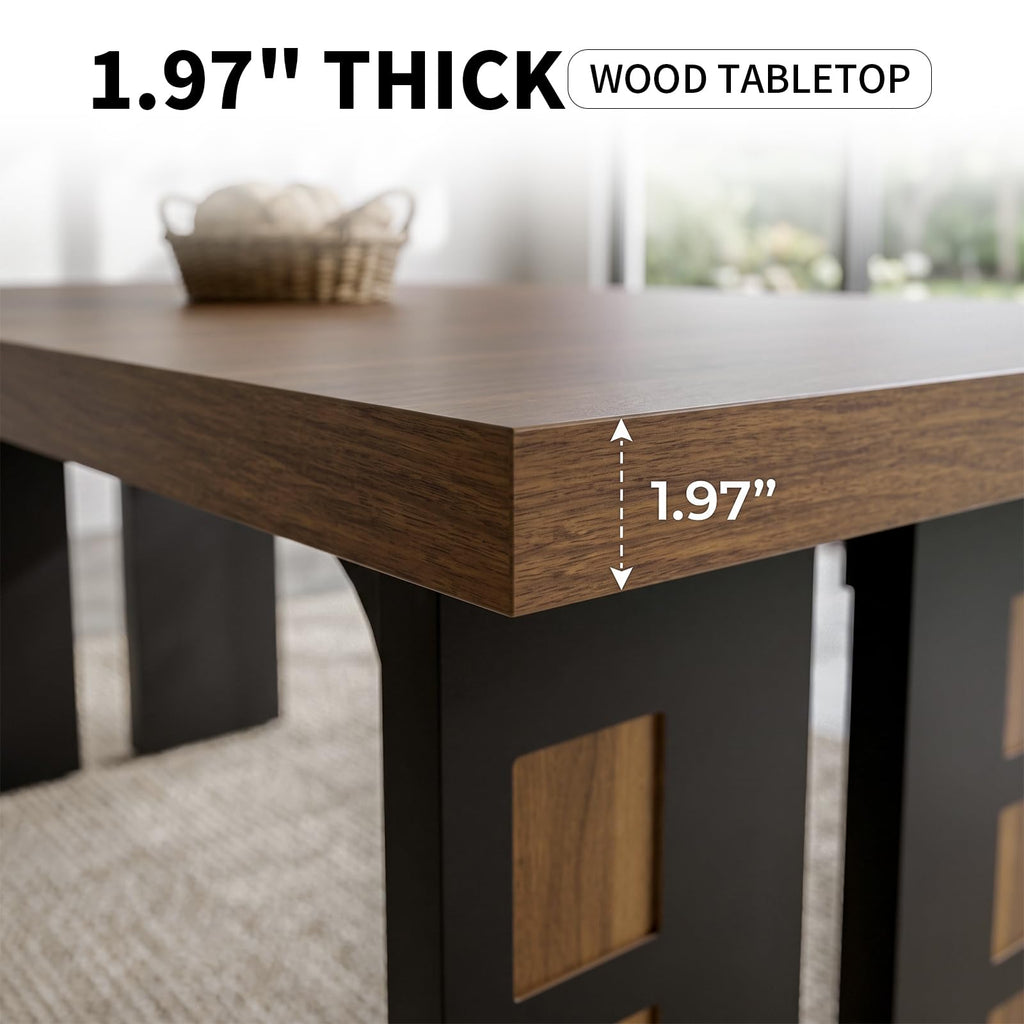 70.9" Wood Dining Table Set with 2 Benches G3214