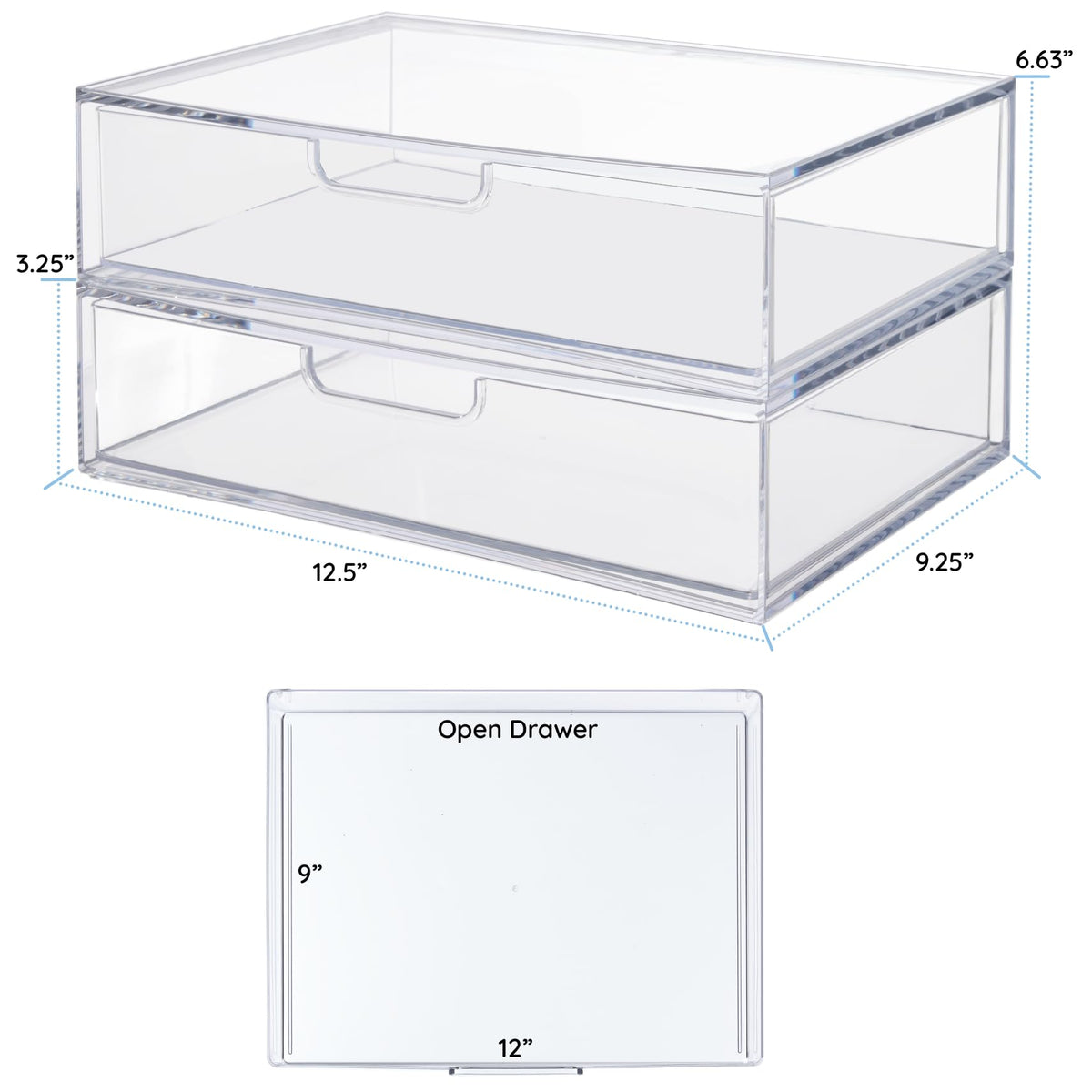 Clear Plastic Stackable Organizer Drawers Set of 2 U222233