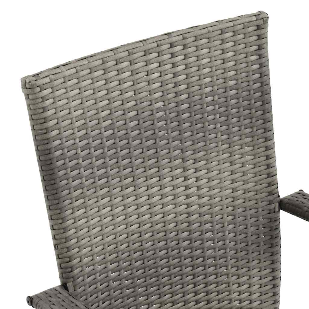 2 Pcs Grey Poly Rattan Stackable Patio Chairs Z9391