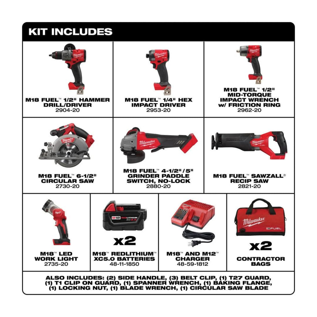 18-Volt Lithium-Ion Brushless Cordless Combo Kit with Two 5.0 Ah Batteries (7-Tool) X6579