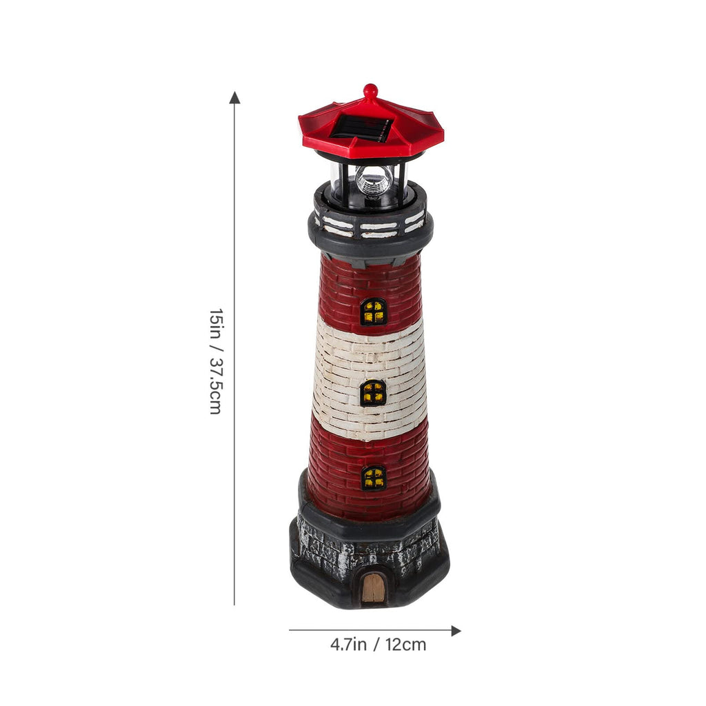 Solar Rotating Lighthouse Outdoor Lantern Resin Street Light W4174
