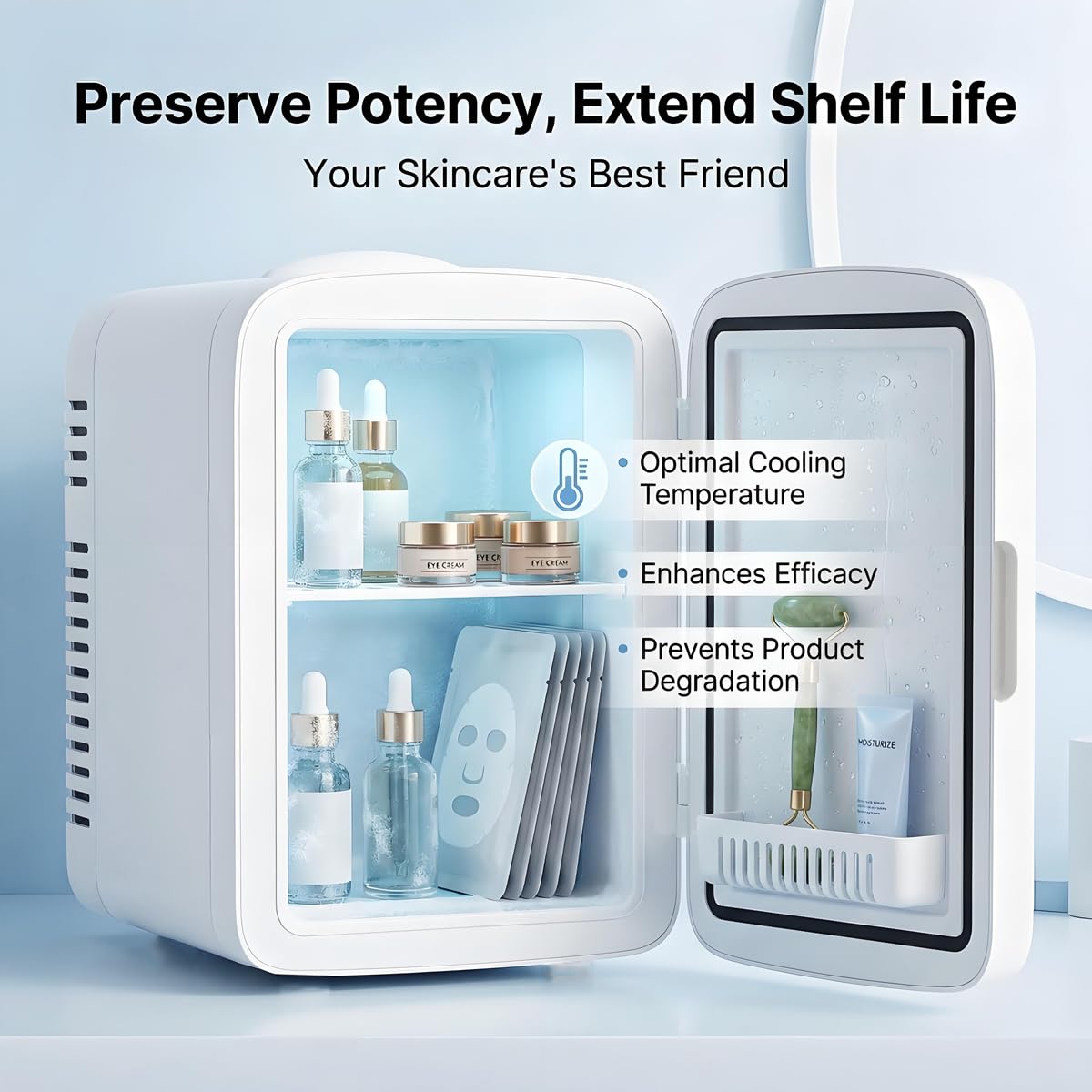 4L Mini Skincare Refrigerator with Dimmable LED Mirror C144651