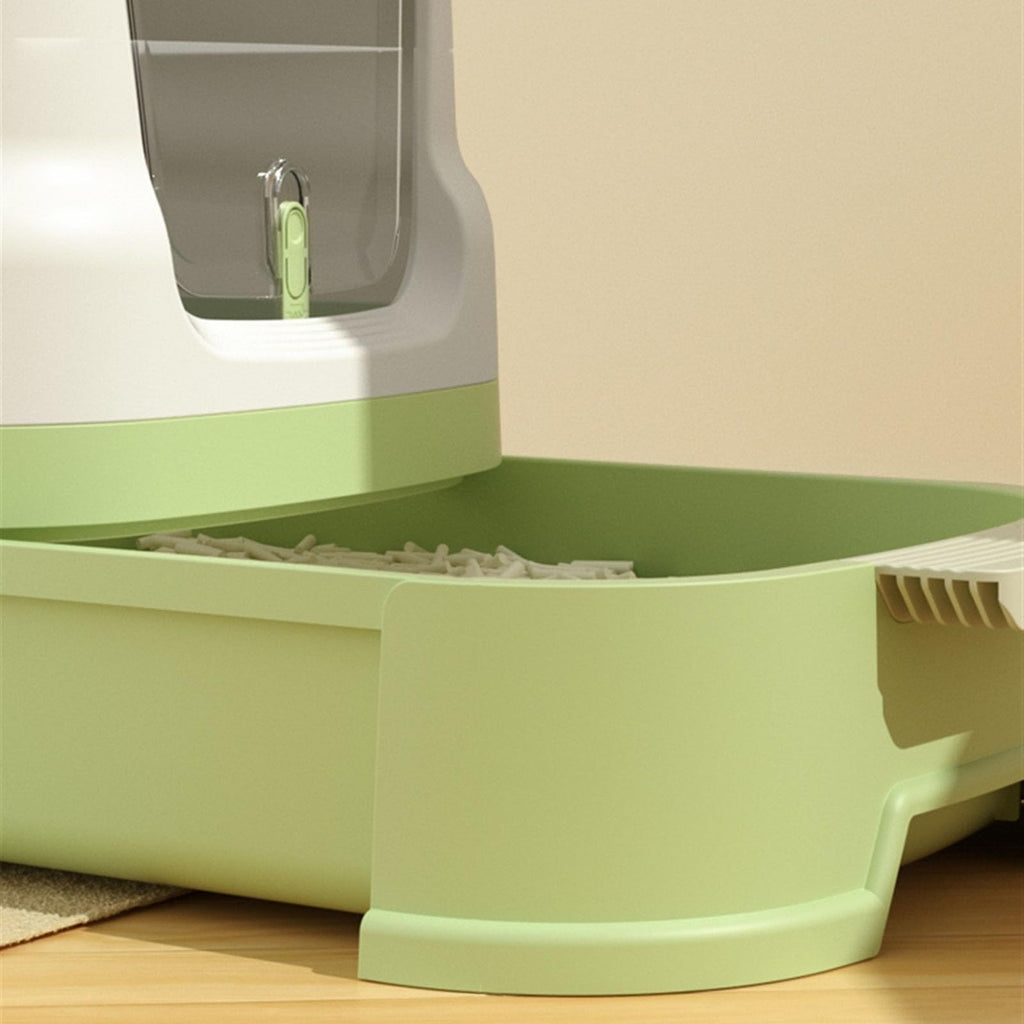Enclosed Plastic Cat Litter Box with Lid and Scoop J83367