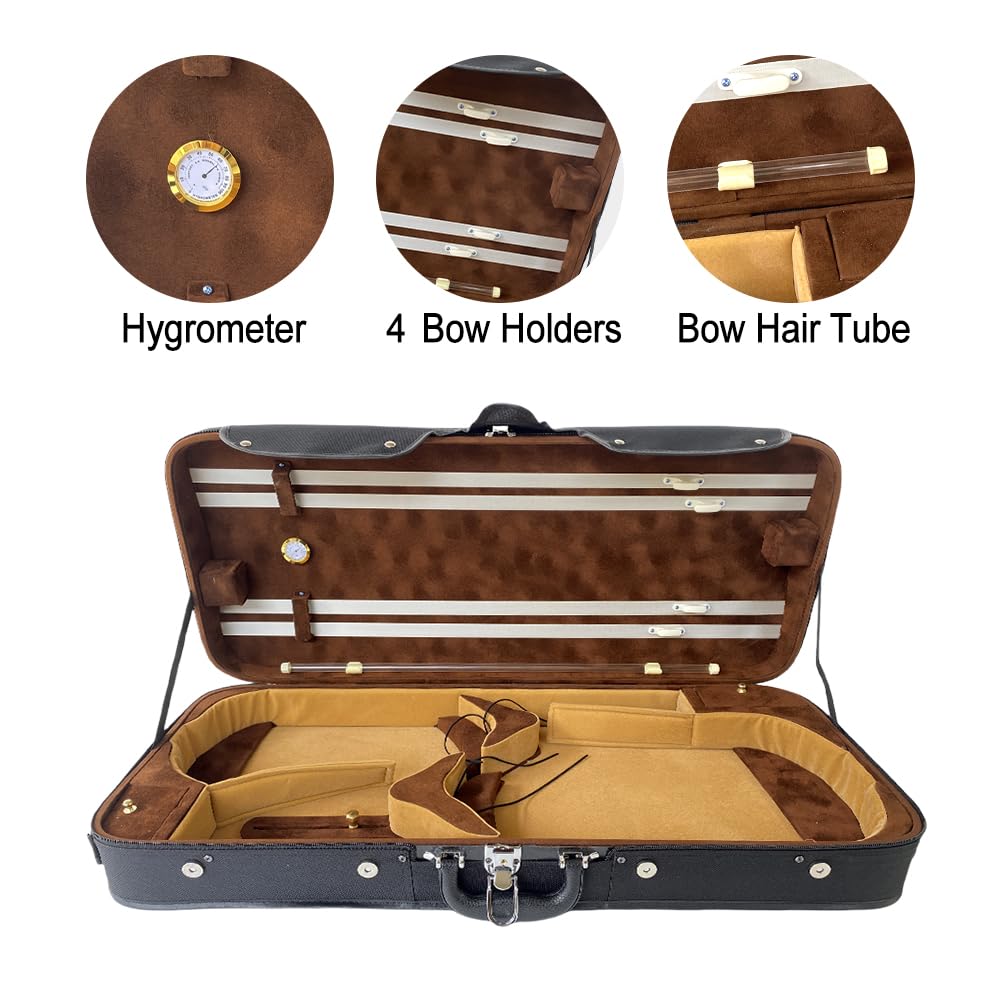 Adjustable Violin Viola Double Case with 4 Bow Holders C49518