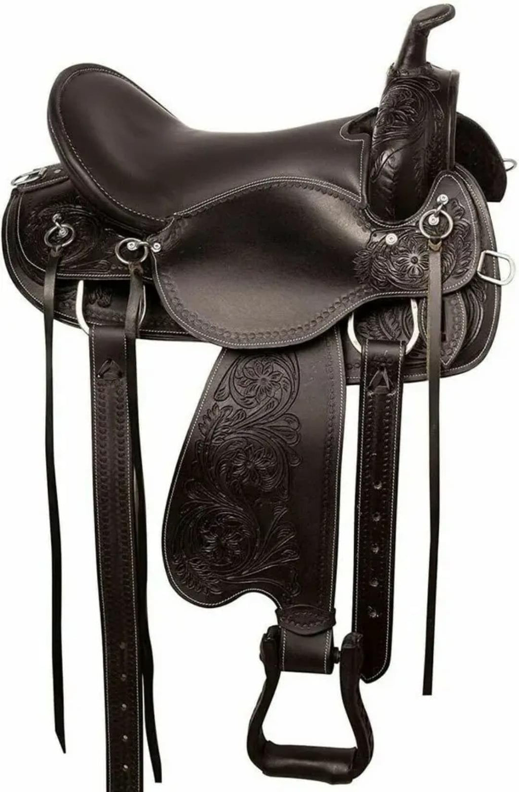 Black Floral Tooled Leather Western Saddles Combo Tack Set L6546
