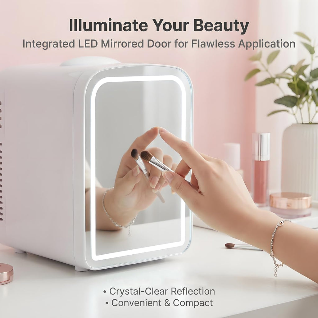 4L Mini Skincare Refrigerator with Dimmable LED Mirror C144651