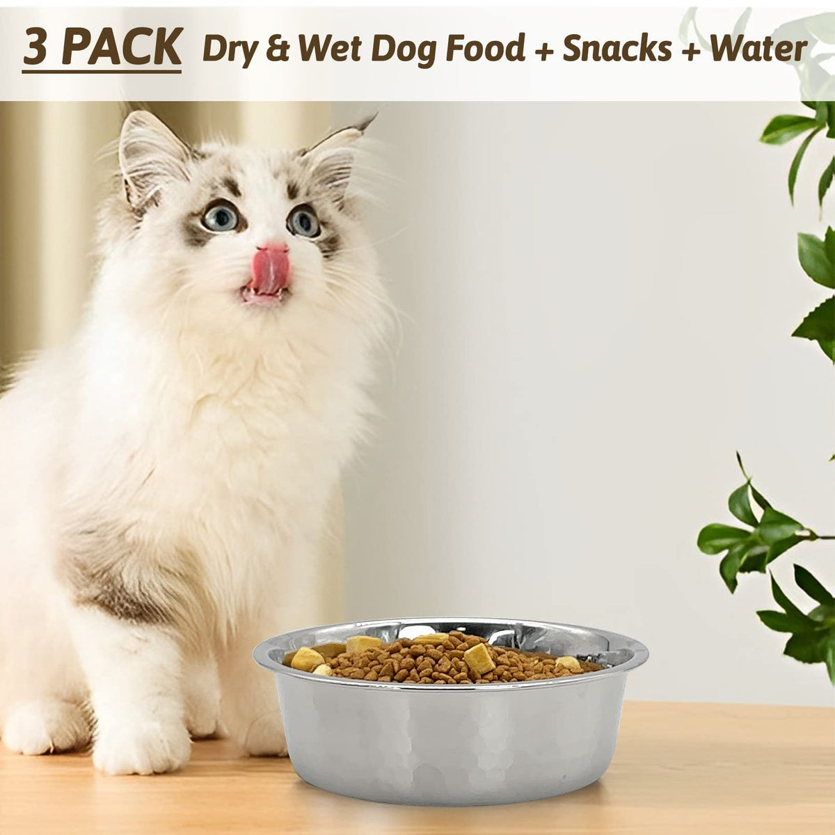 3 Pack Stainless Steel Cat Bowls L17244