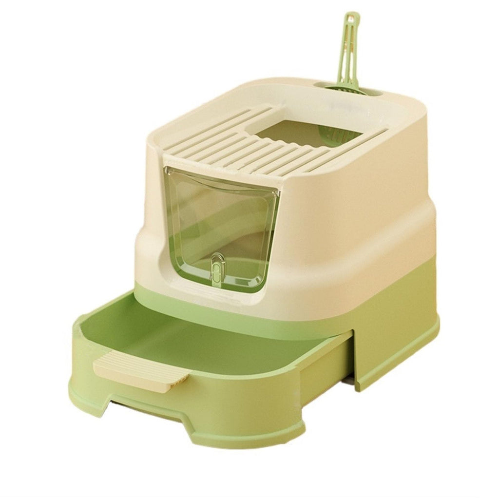 Enclosed Plastic Cat Litter Box with Lid and Scoop J83367
