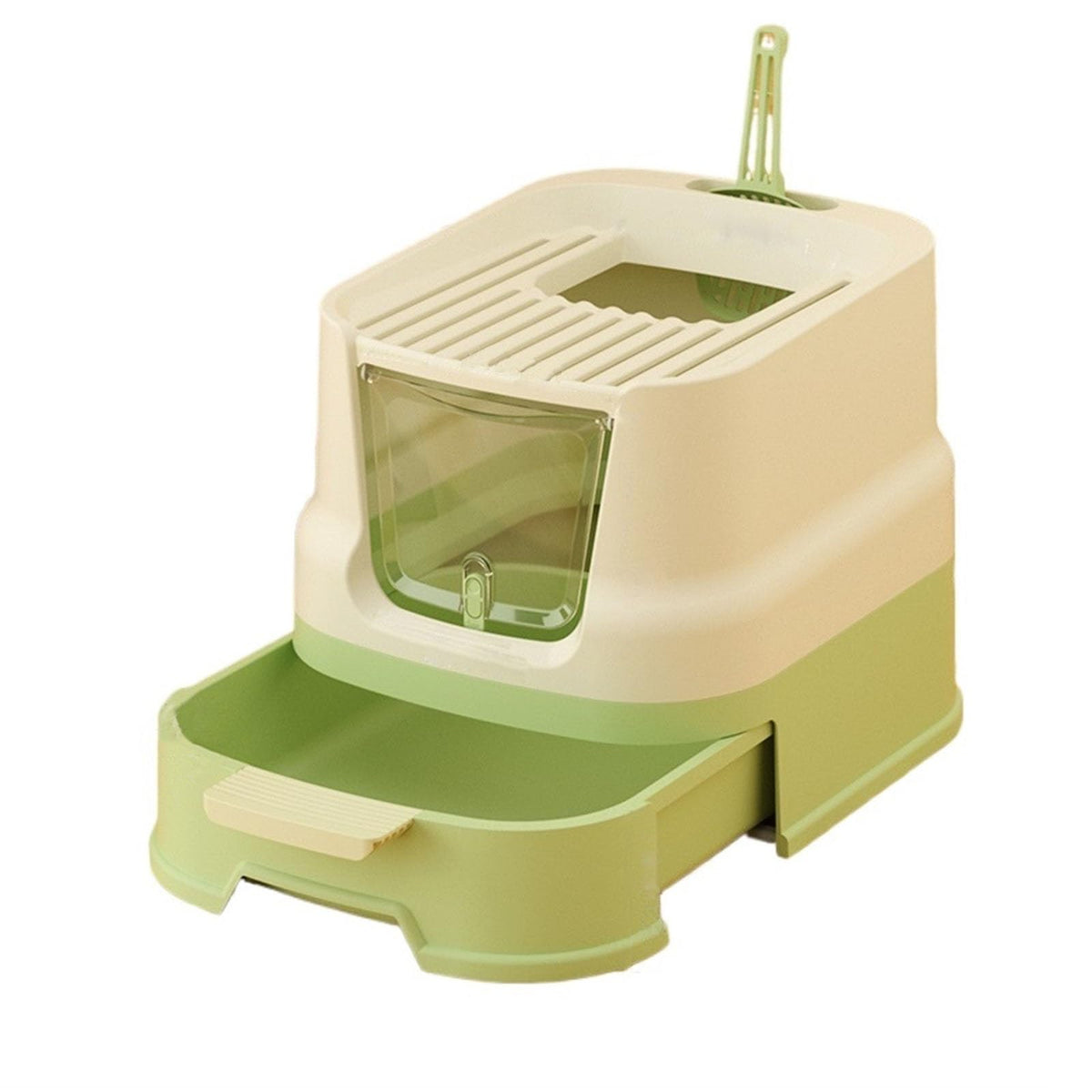 Enclosed Plastic Cat Litter Box with Lid and Scoop J83367