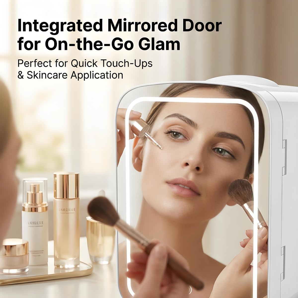 4L Mini Skincare Refrigerator with Dimmable LED Mirror C144651