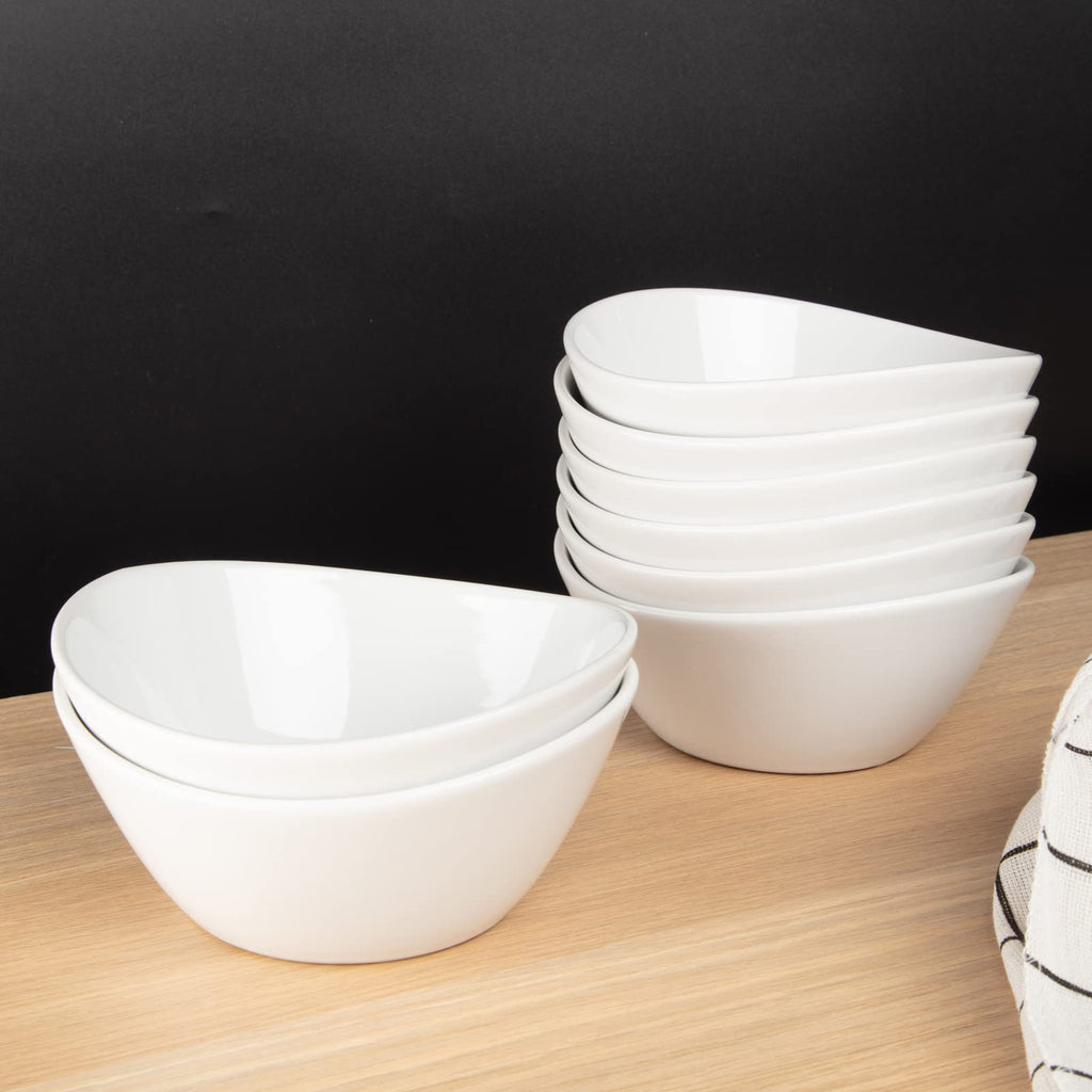 8 in White Ceramic Soup and Salad Bowls Set of 4 L847