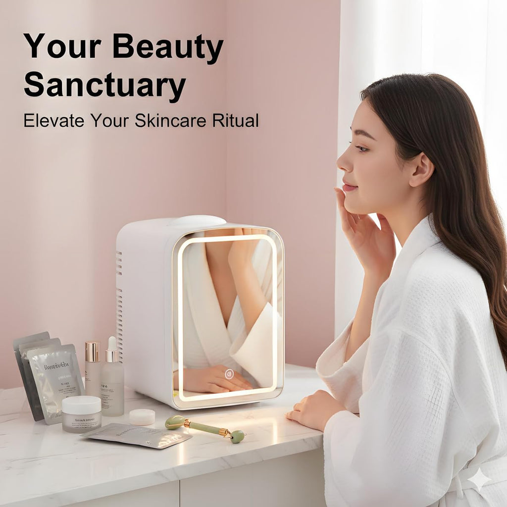4L Mini Skincare Refrigerator with Dimmable LED Mirror C144651