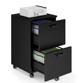 Black 2 Drawer Rolling Wood Filing Cabinet C276044