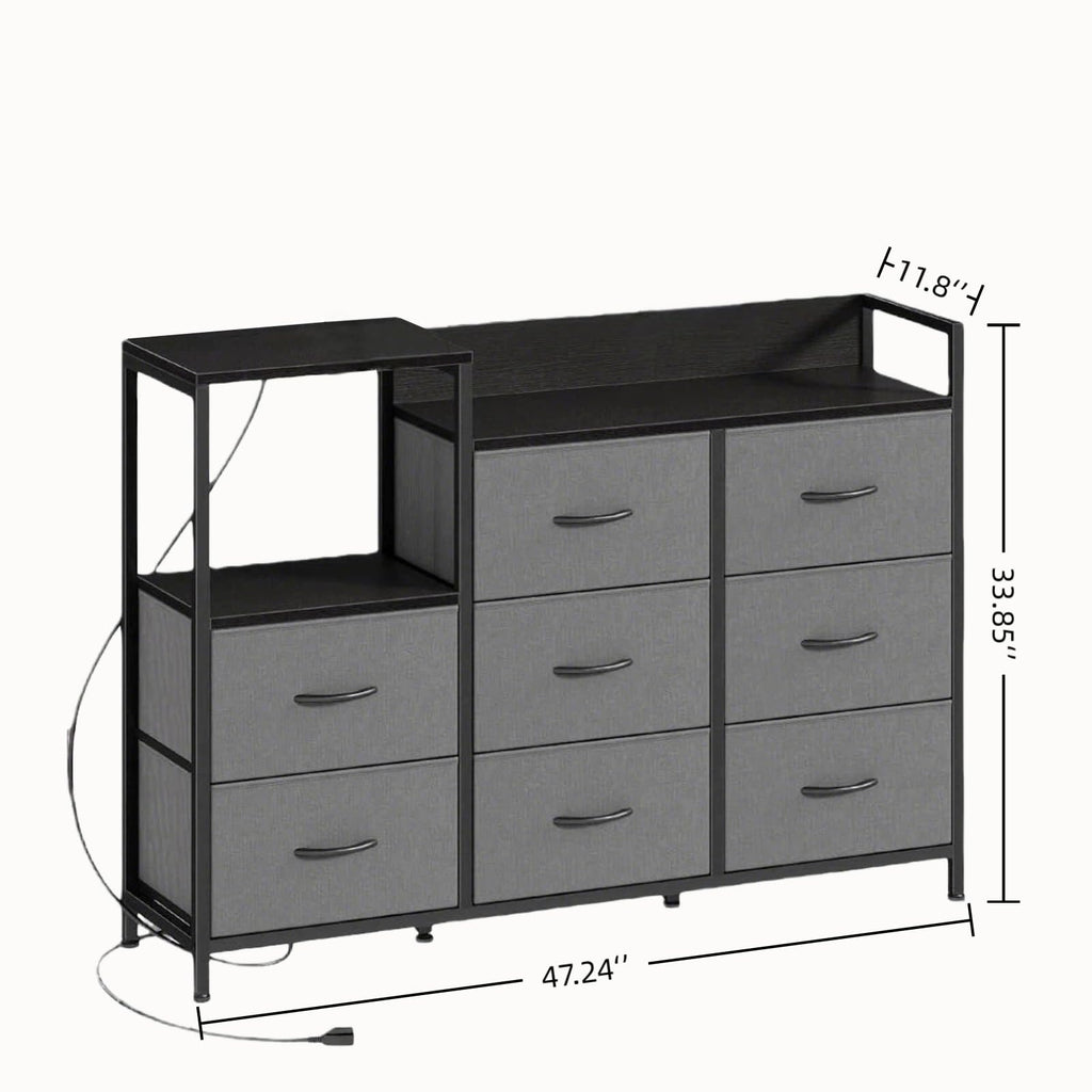 TV Stand with Charging Station, 8 Fabric Drawers Dresser Z444970