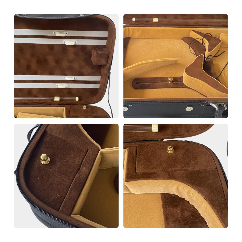 Adjustable Violin Viola Double Case with 4 Bow Holders C49518
