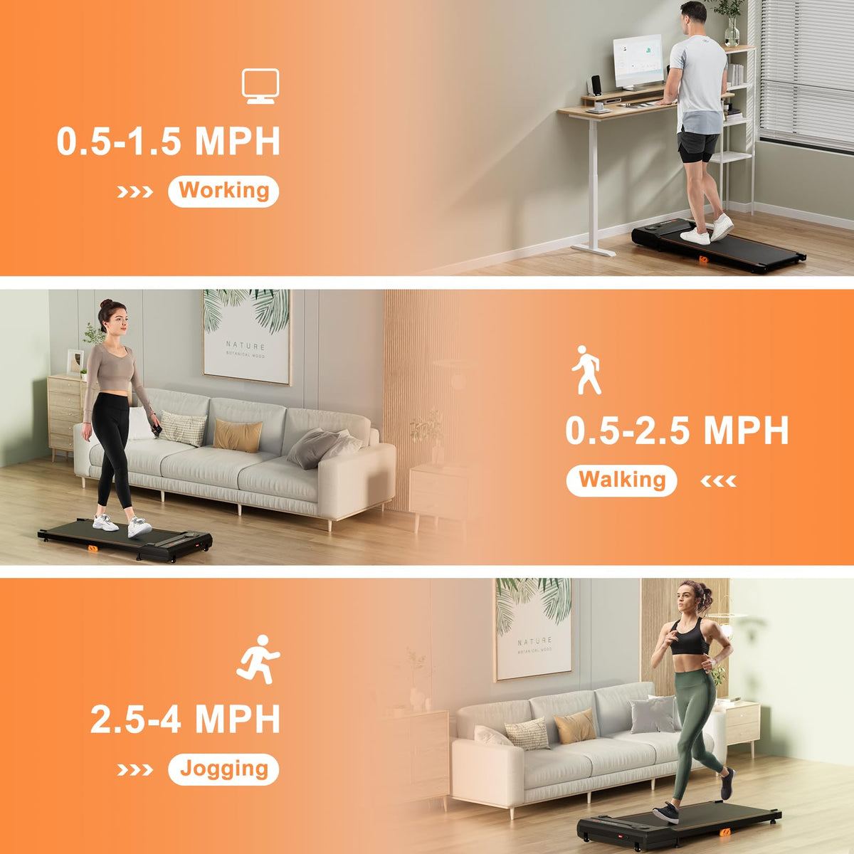 340 LBS Capacity Under Desk Treadmill with Remote Control T3942