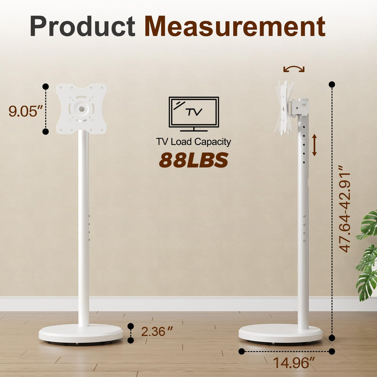 White Rolling TV Stand with Wheels V258