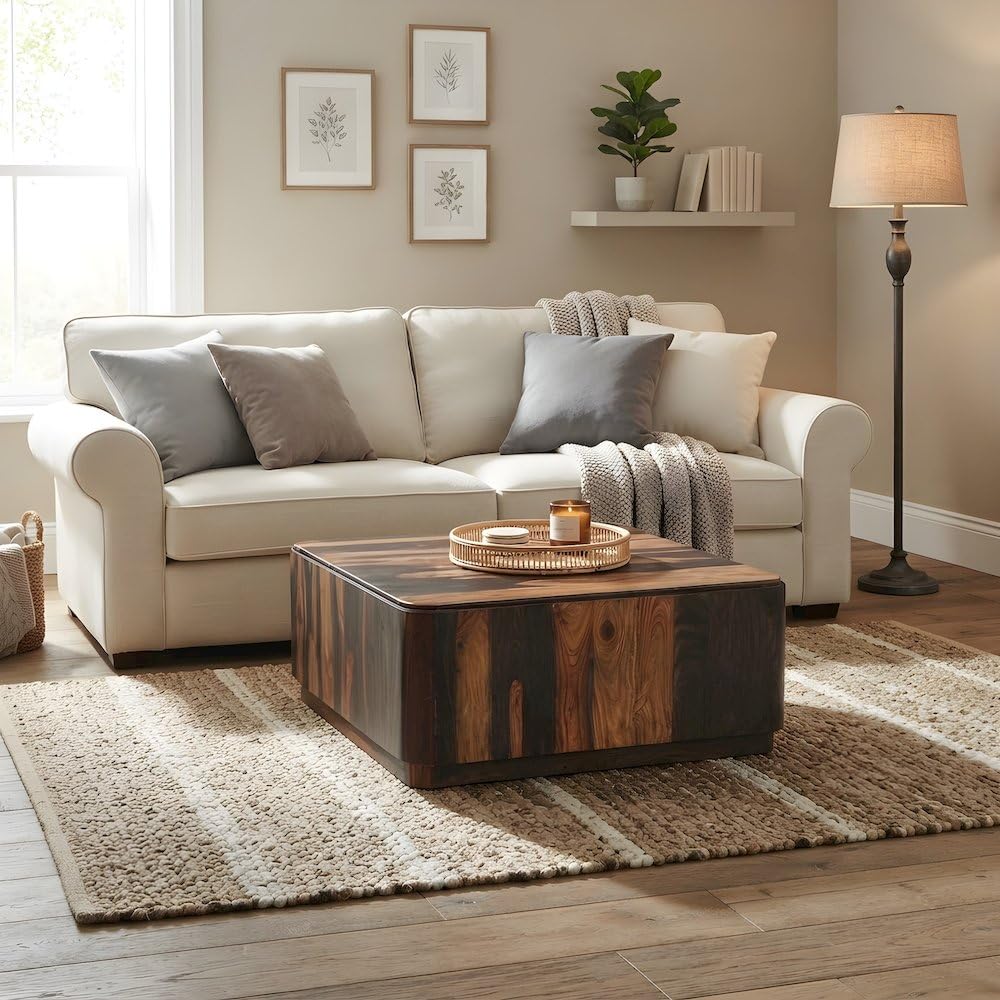 Sheesham Wood Square Coffee Table Q81257