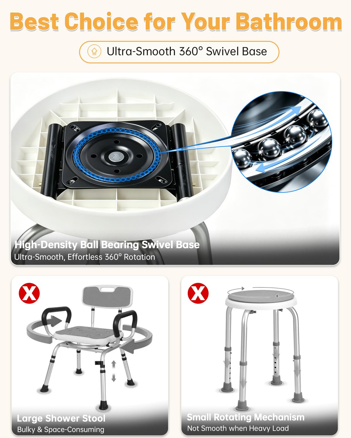 Swivel Shower Chair with Back D169757