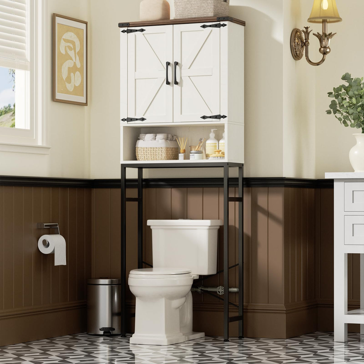 Over The Toilet Storage Cabinet with Adjustable Shelf, White B240226