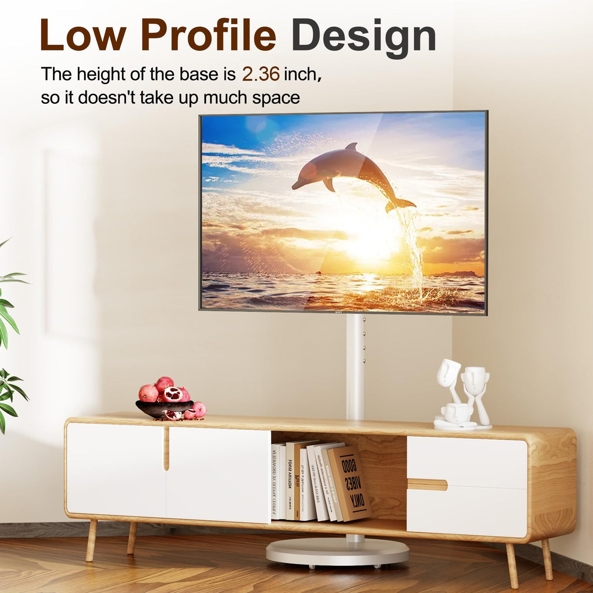 White Rolling TV Stand with Wheels V258