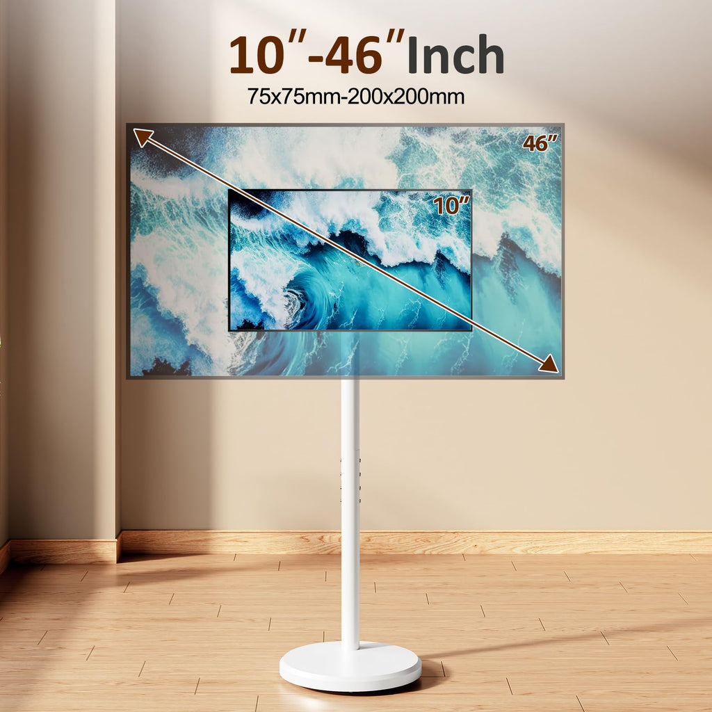 White Rolling TV Stand with Wheels V258