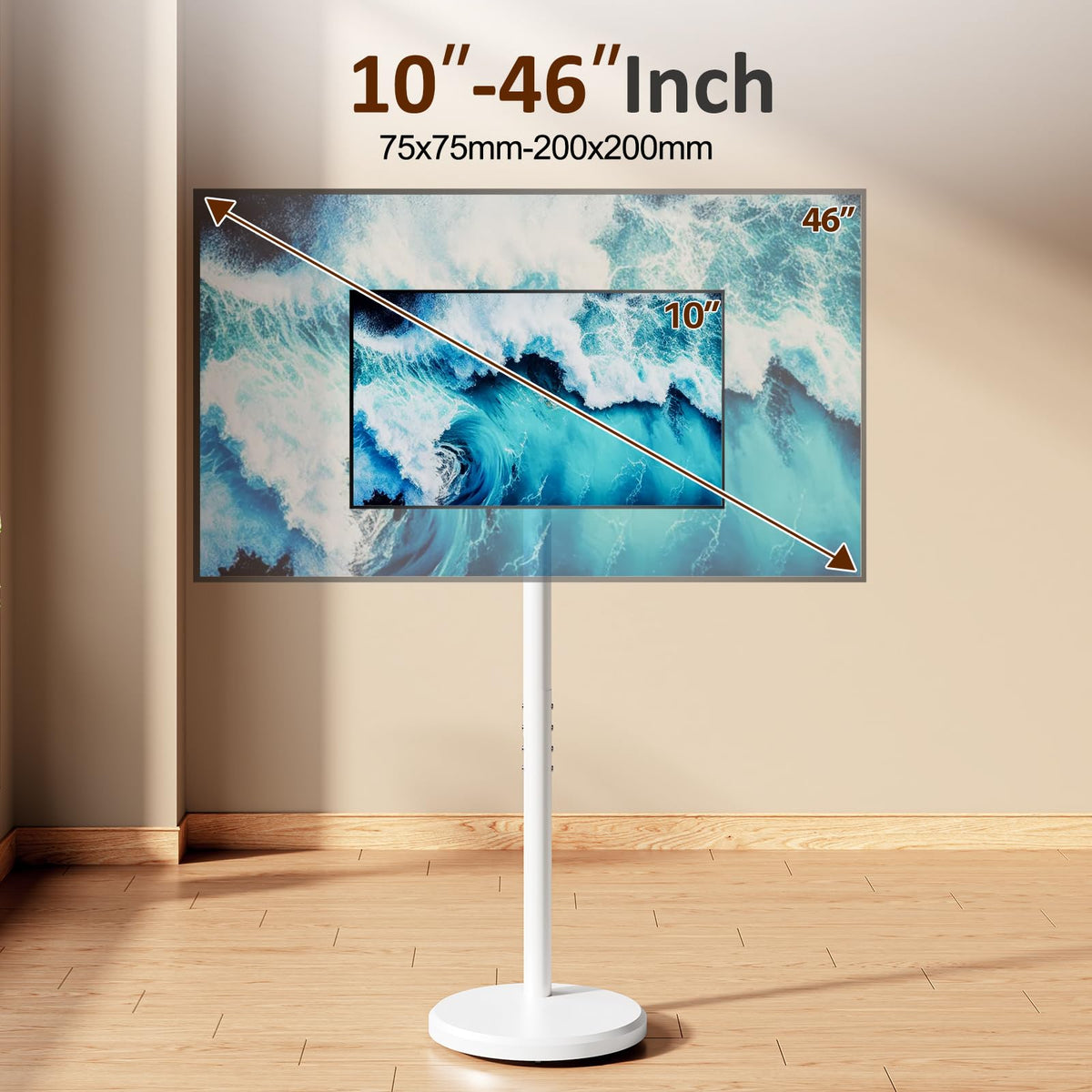 White Rolling TV Stand with Wheels V258