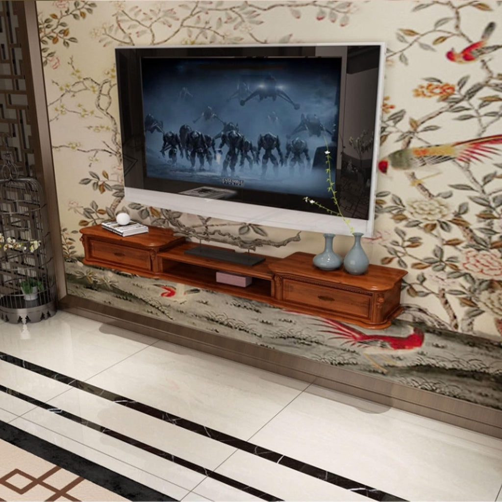 Wall Mounted TV Stand with Drawers and Open Storage Shelf R3739