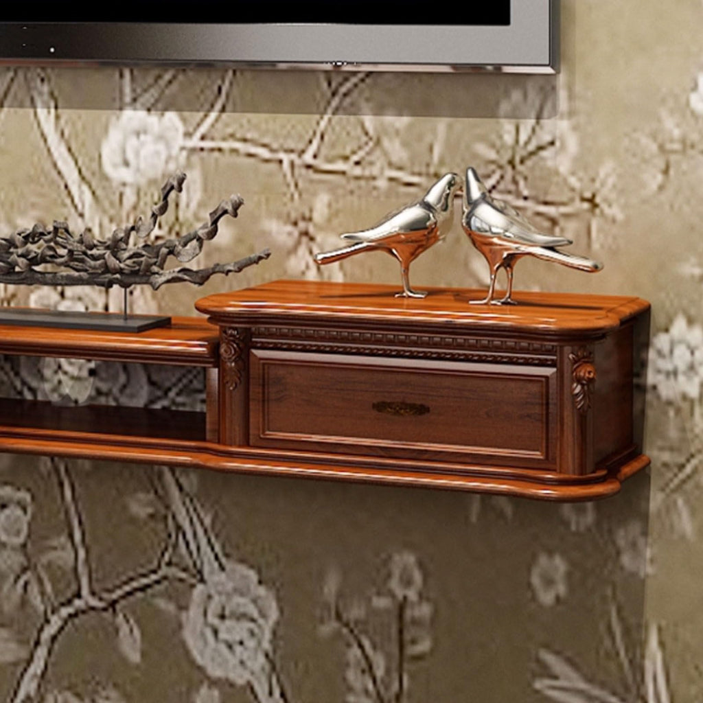 Wall Mounted TV Stand with Drawers and Open Storage Shelf R3739