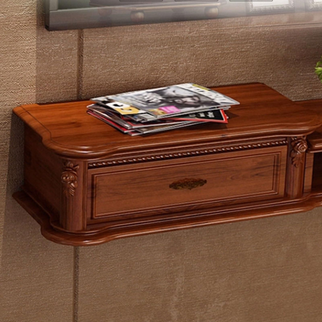 Wall Mounted TV Stand with Drawers and Open Storage Shelf R3739