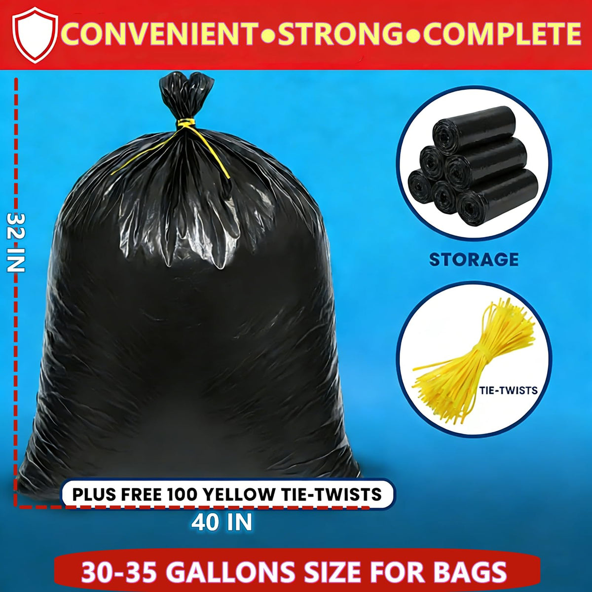 33 Gallon Heavy Duty Trash Bags 110 Count Black Can Liners T32270