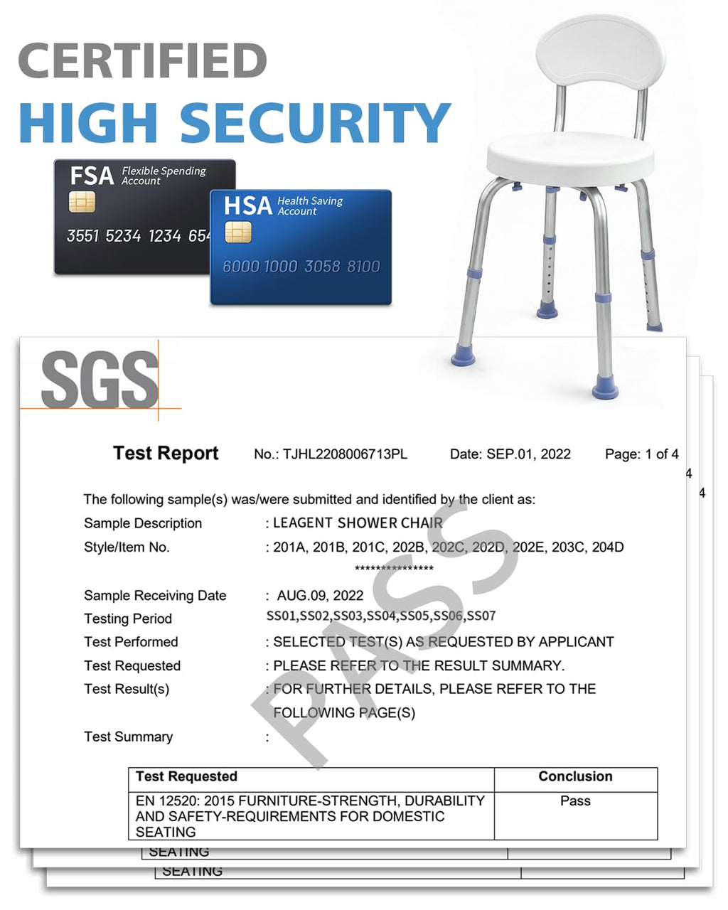 Swivel Shower Chair with Back D169757