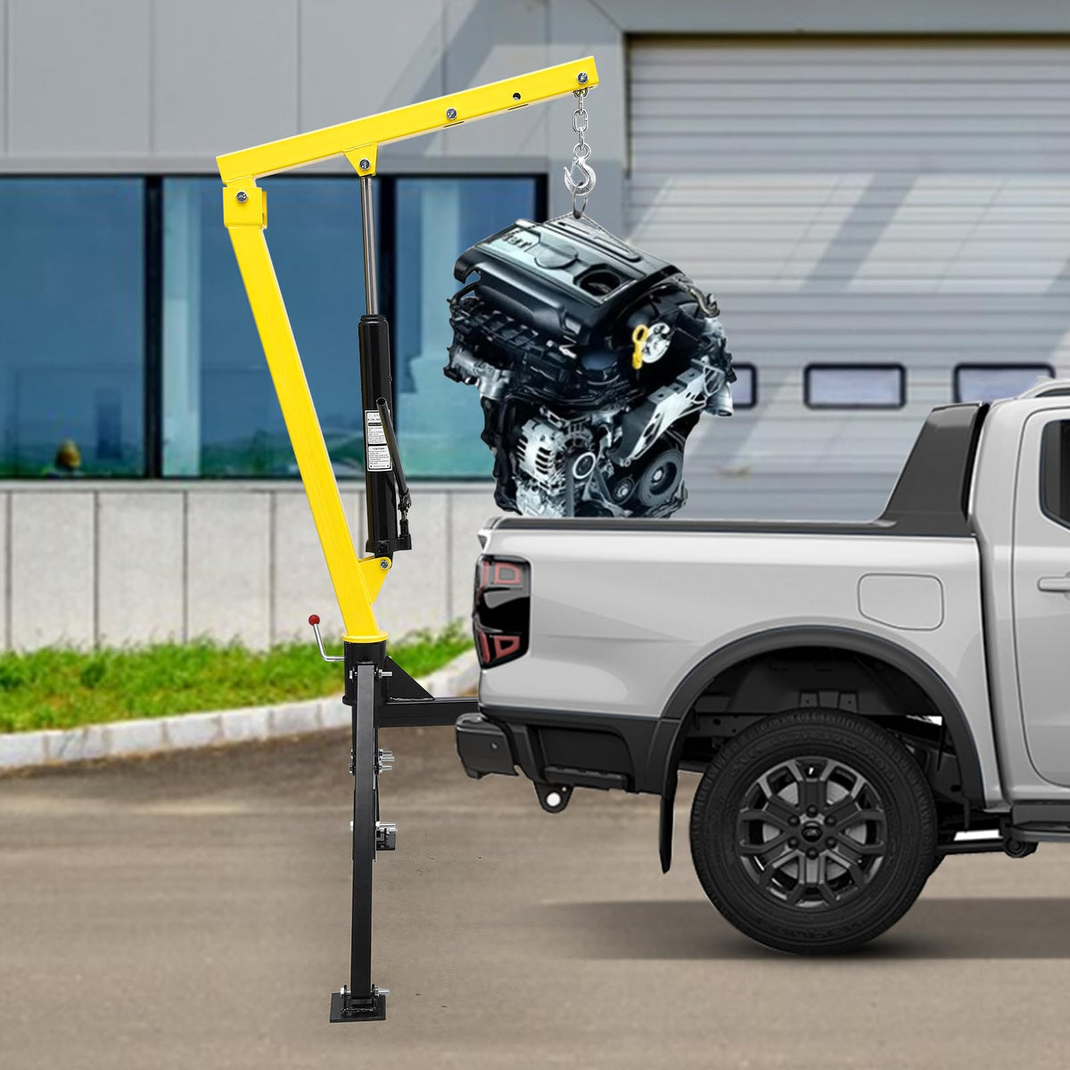 Hydraulic 1000Lbs Hitch-Mounted 360° Swivel Pickup Truck Crane M5203