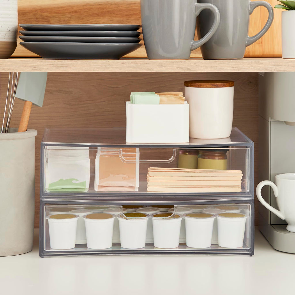 Clear Plastic Stackable Organizer Drawers Set of 2 U222233