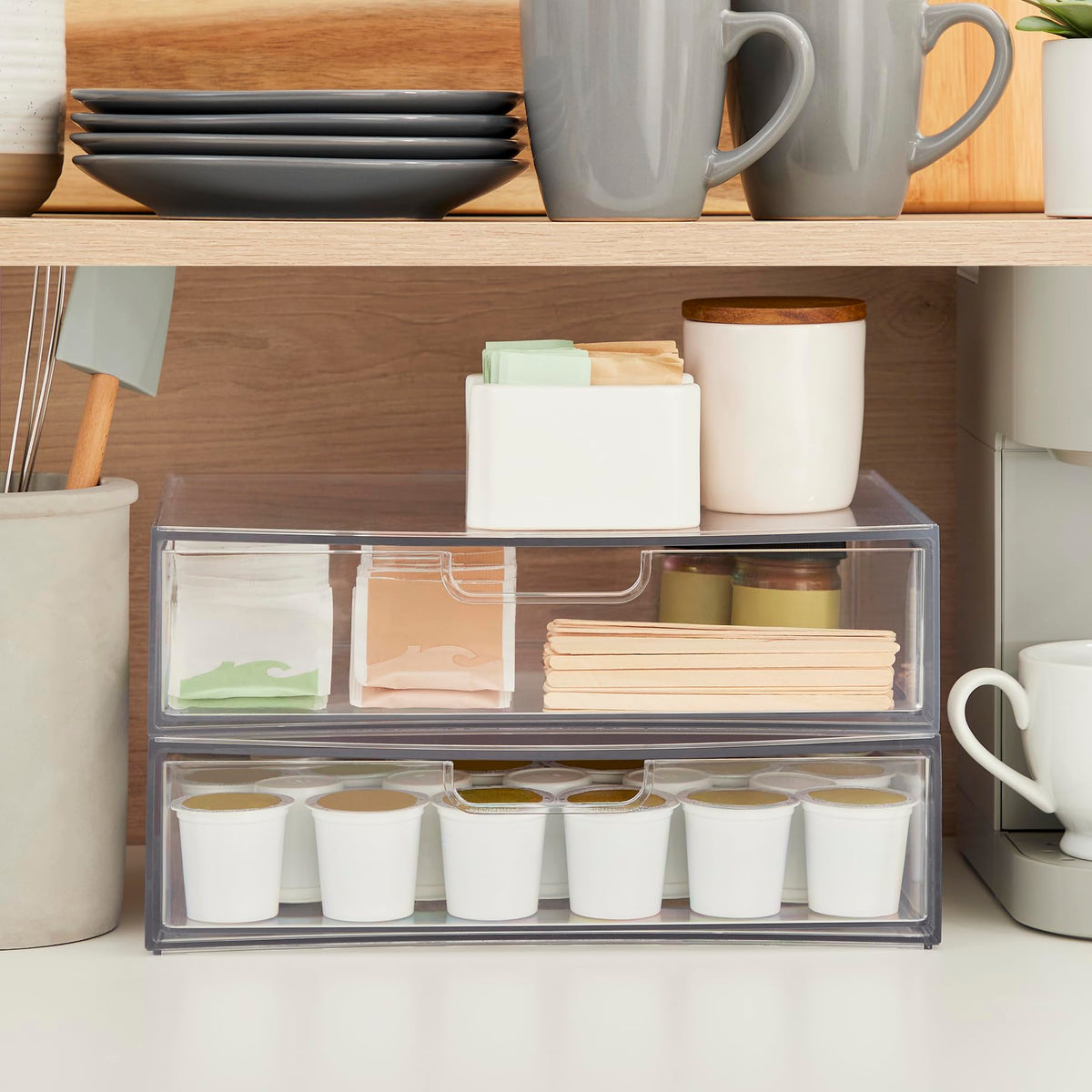 Clear Plastic Stackable Organizer Drawers Set of 2 U222233