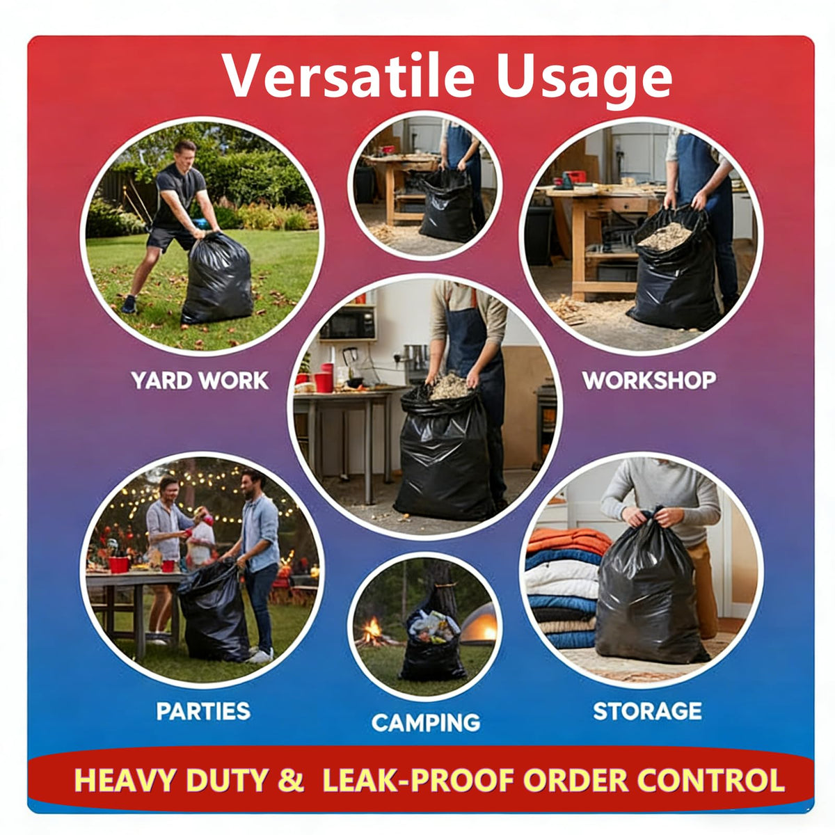 33 Gallon Heavy Duty Trash Bags 110 Count Black Can Liners T32270